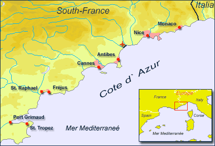 Карта Лазурного Берега Франции