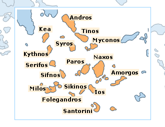  .   / Cyclades Islands. Map of Greece