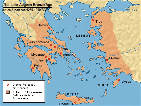 Карта Греции и островов Бронзового века