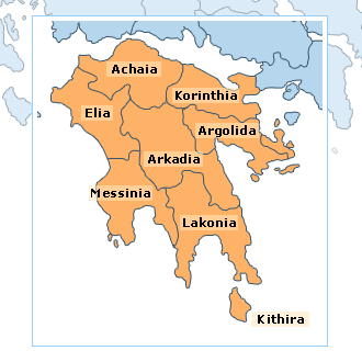 .   / Peloponnese. Map of Greece